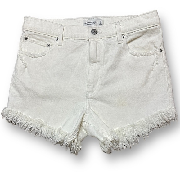 ABERCROMBIE & FITCH High Rise 4" Distressed Short in White Sz. 8 / 29 - Picture 2 of 7